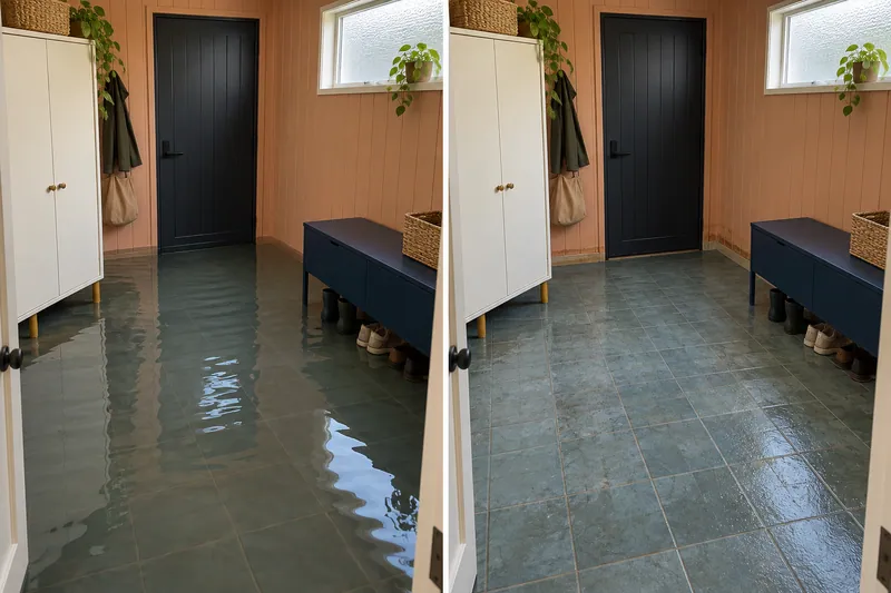 Water Extraction in Temple, TX — matched room views before and after water collection